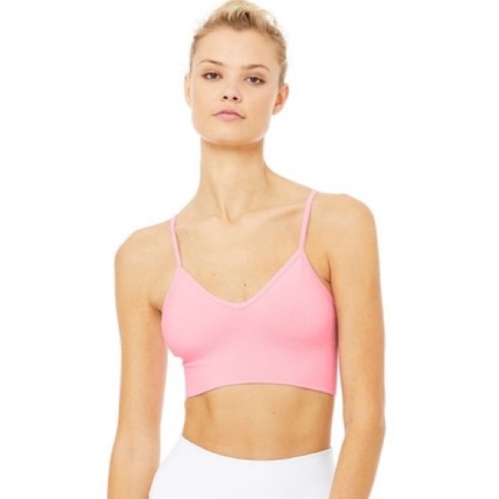 alo yoga delight bralette in flamingo